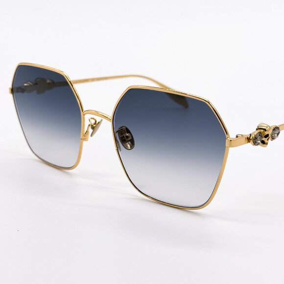 NEW ALEXANDER MCQUEN AM0325S 001 WOMEN GOLD/GREY SUNGLASSES ALEXANDER MCQUEEN - Picture 5 of 12
